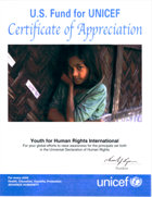 UNICEF:s certifikat om uppskattning